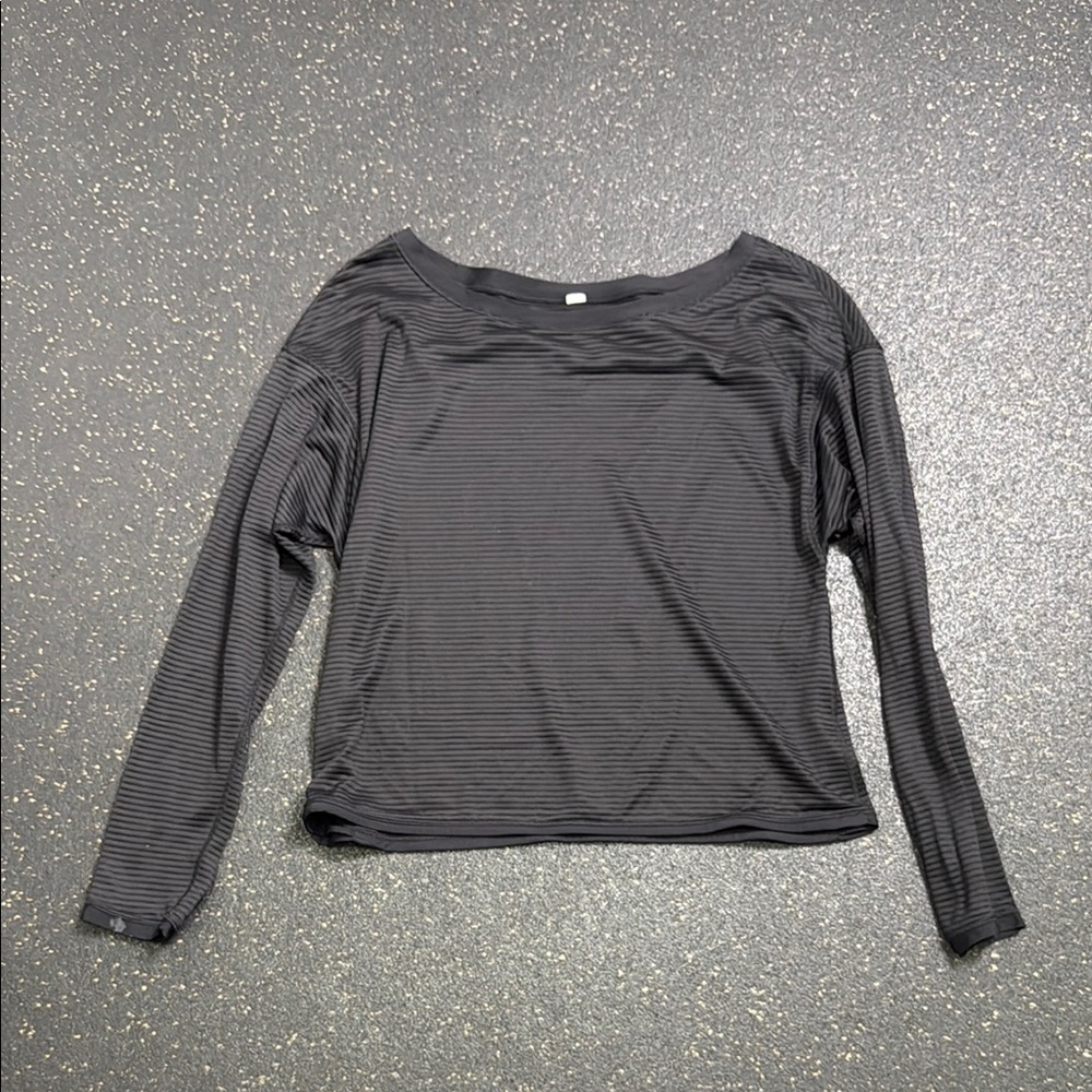 Lululemon Black Striped Sheer Women's Longlsleeve Top